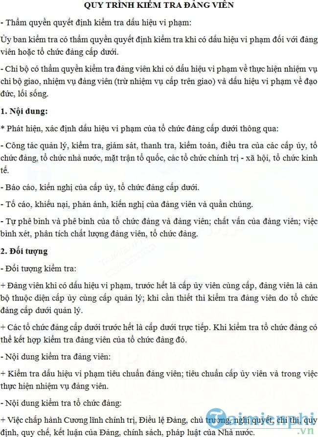 Quy trình kiểm tra giám sát Đảng viên