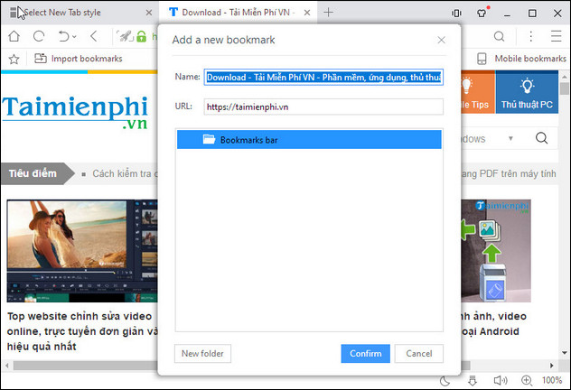 Lưu bookmark trên uc brower tai uc brower