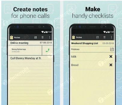 notes with caller id