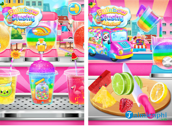 rainbow frozen slushy truck