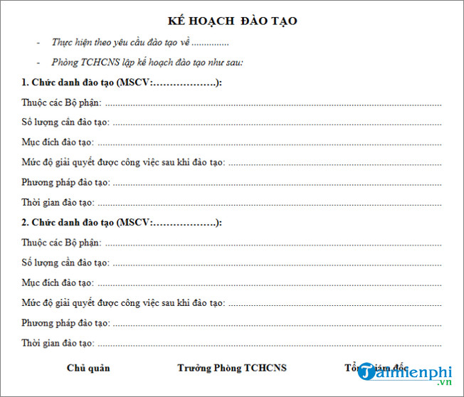 mau ke hoach dao tao