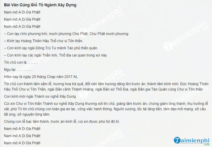 van khan cung gio to nganh xay dung