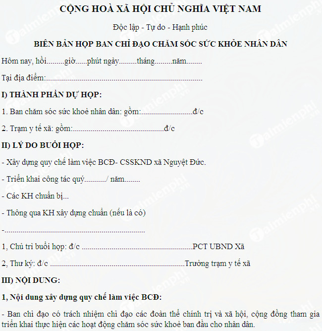 bien ban hop ban chi dao cham soc suc khoe