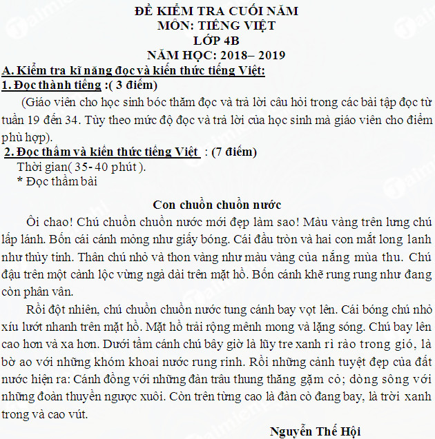 de thi hoc ki 2 tieng viet