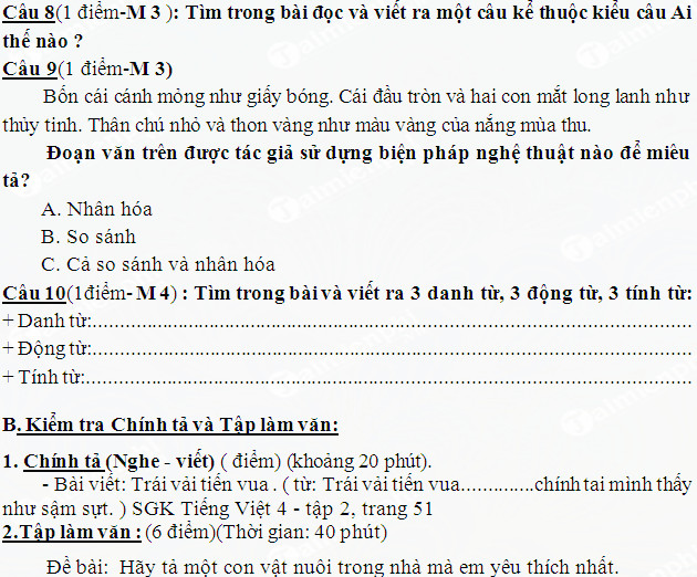 de thi hoc ki 2 tieng viet 2