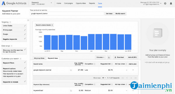 google keyword planner