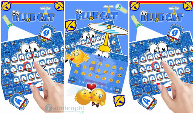 kawaii blue cat diamond keyboard