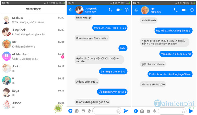 bts messenger tieng viet