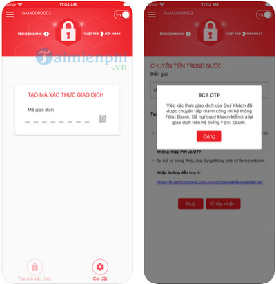 techcombank tcb otp cho ios