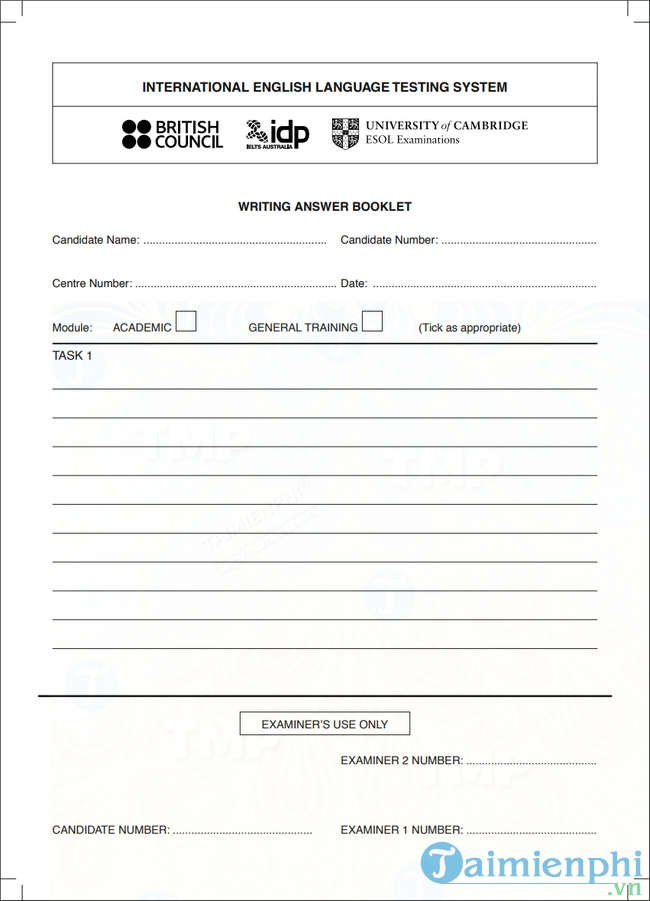 Mẫu đề thi viết IELTS tổng quát