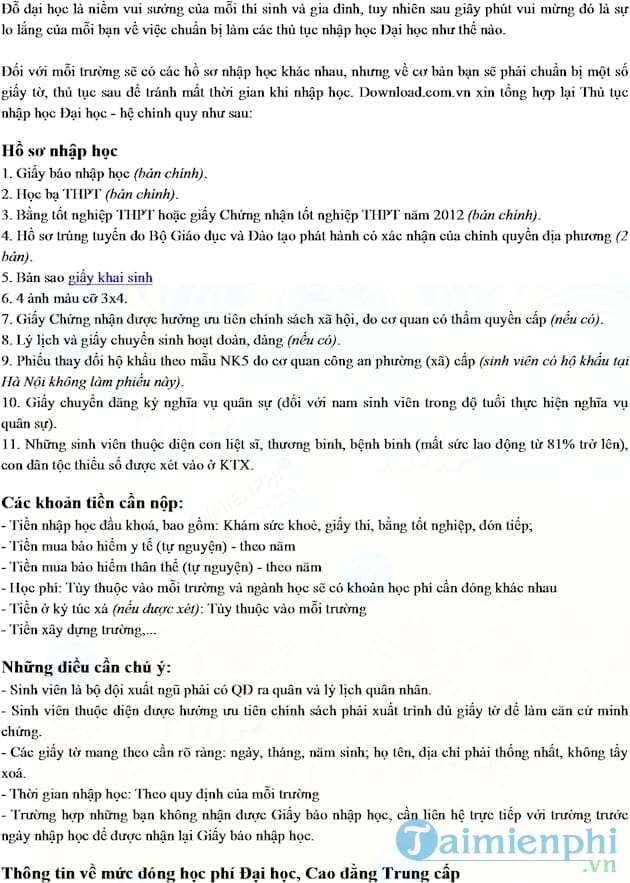 Hồ sơ nhập học