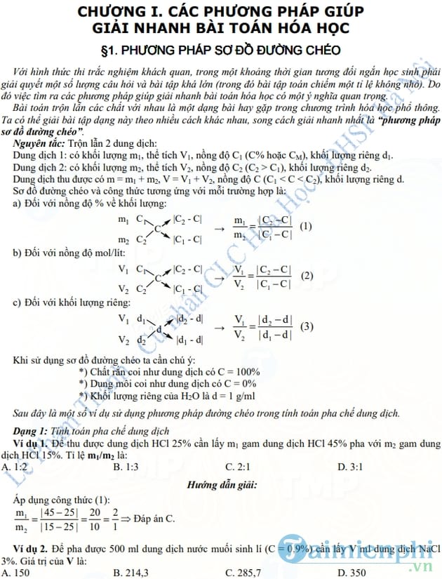 Phương pháp giải toán hóa học