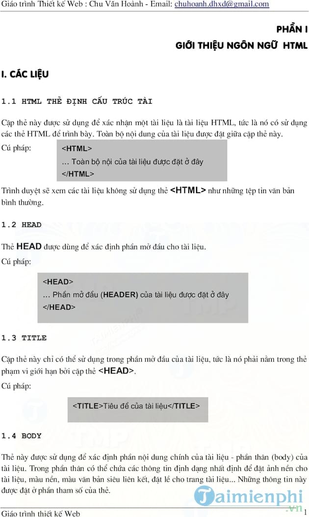 Giáo trình thiết kế web