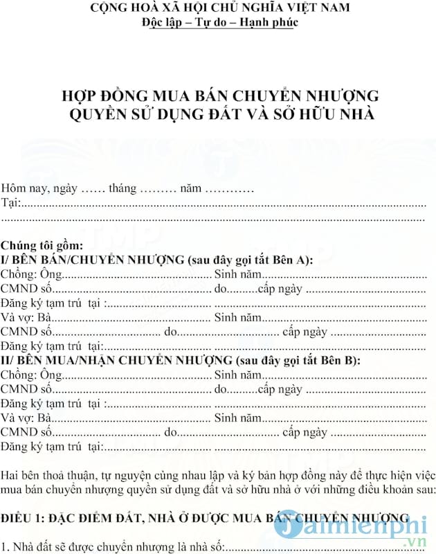 Hợp đồng chuyển nhượng quyền sử dụng đất