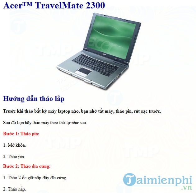 Cách tháo lắp máy tính xách tay