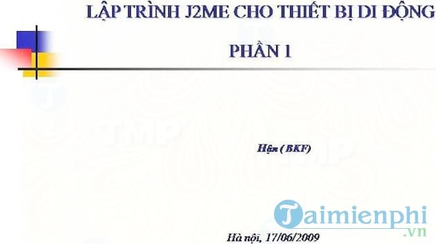 Lập trình J2ME cho thiết bị di động