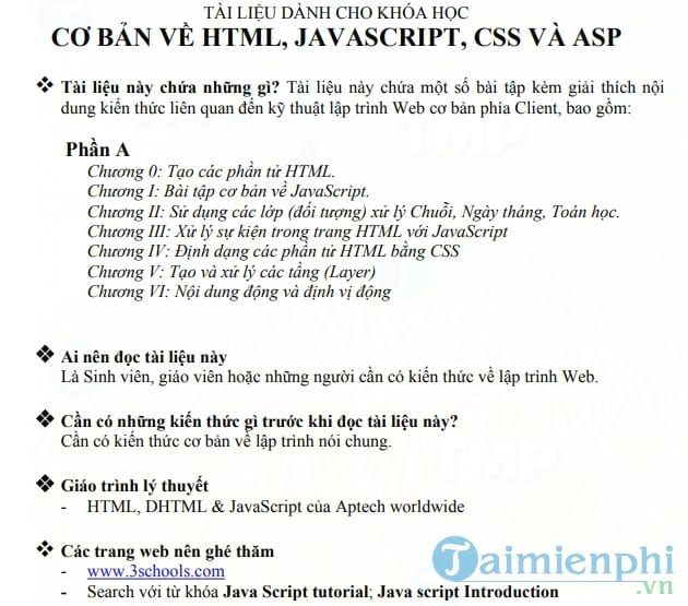 Lập trình web bằng HTML, DHTML và JAVASCRIPT