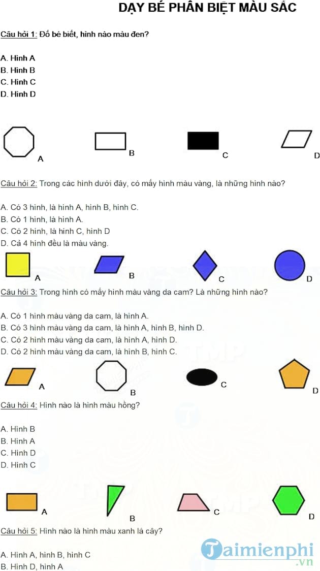 Dạy bé phân biệt màu sắc