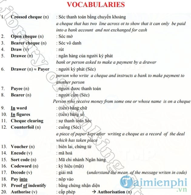 Tiếng anh ngân hàng