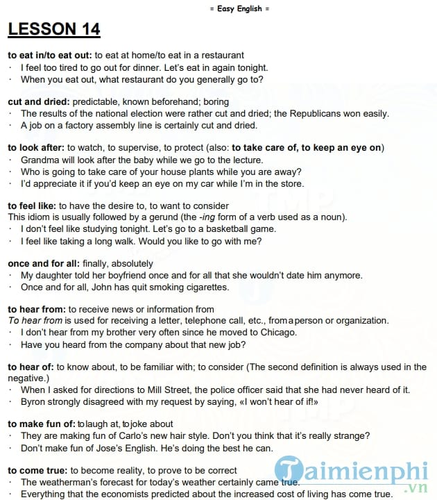 Học Tiếng Anh qua Idioms (Trình độ Intermediate)