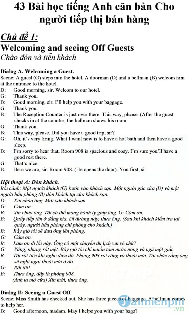 Tiếng Anh căn bản cho người bán hàng