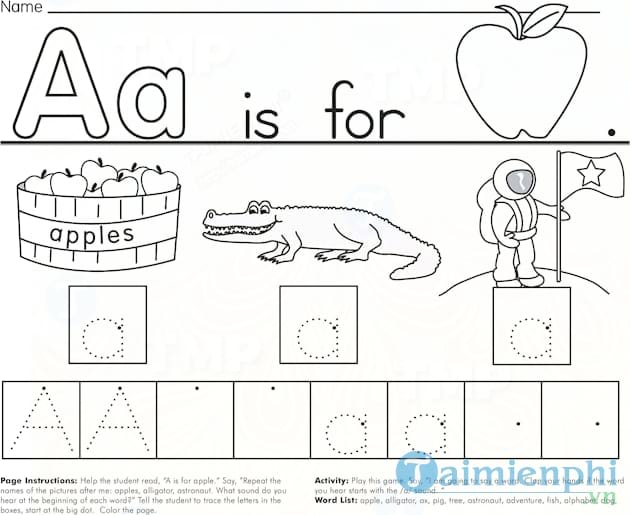 Bảng chữ cái Tiếng anh qua hình