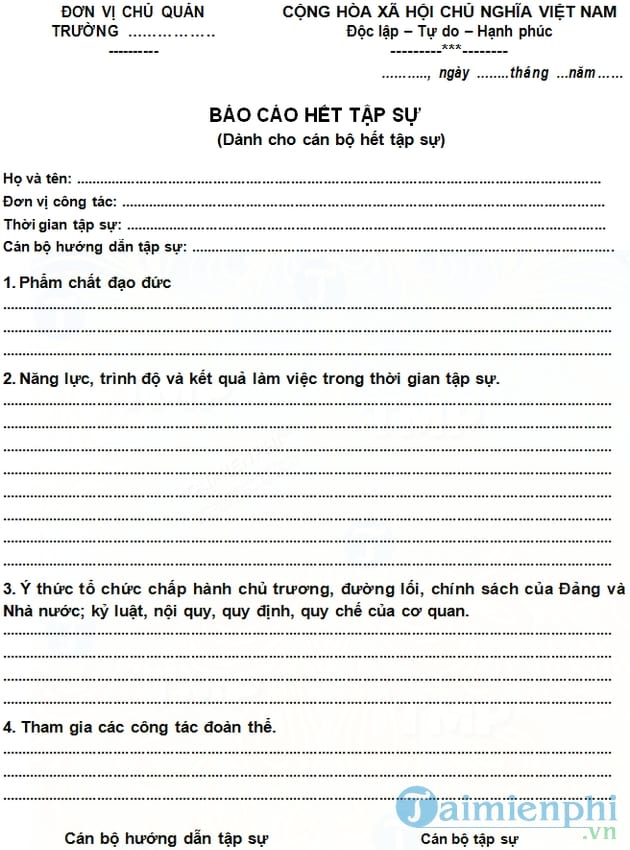 Báo cáo kết quả tập sự