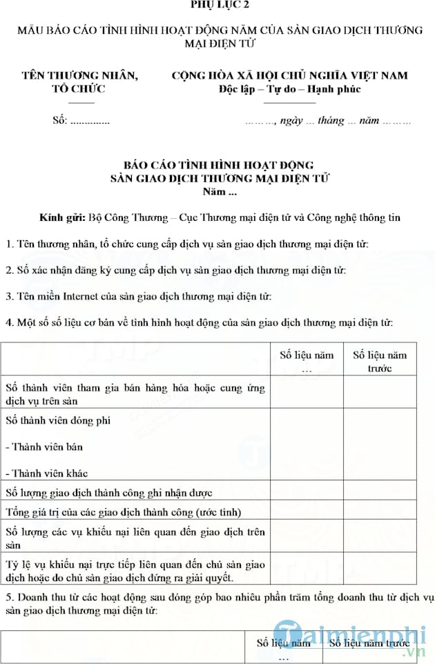 Báo cáo hoạt động năm của sàn giao dịch thương mại điện tử