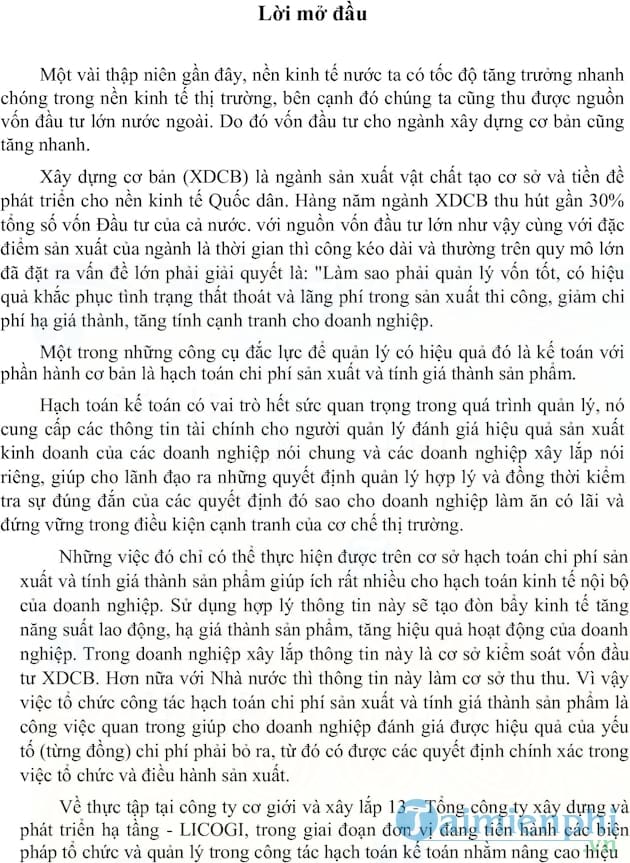 Kế toán chi phí và tính giá thành sản phẩm