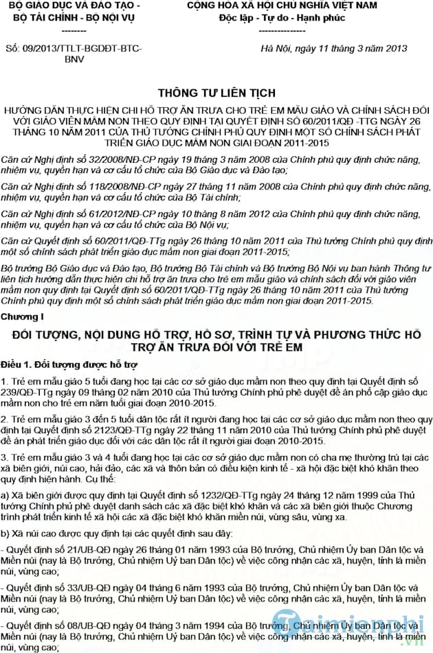 Thông tư liên tịch 09/2013/TTLT BGDĐT BTC BNV