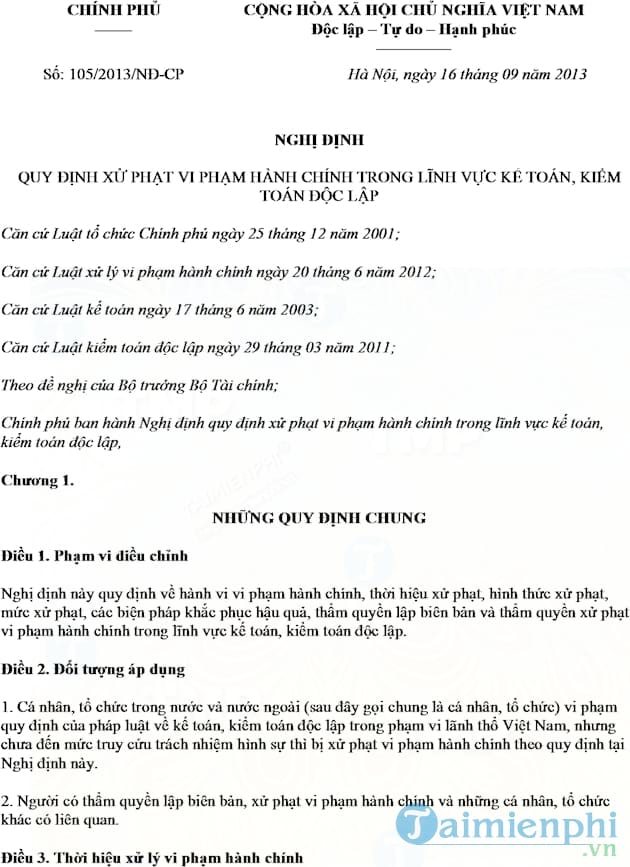 Nghị định 105/2013/NĐ CP