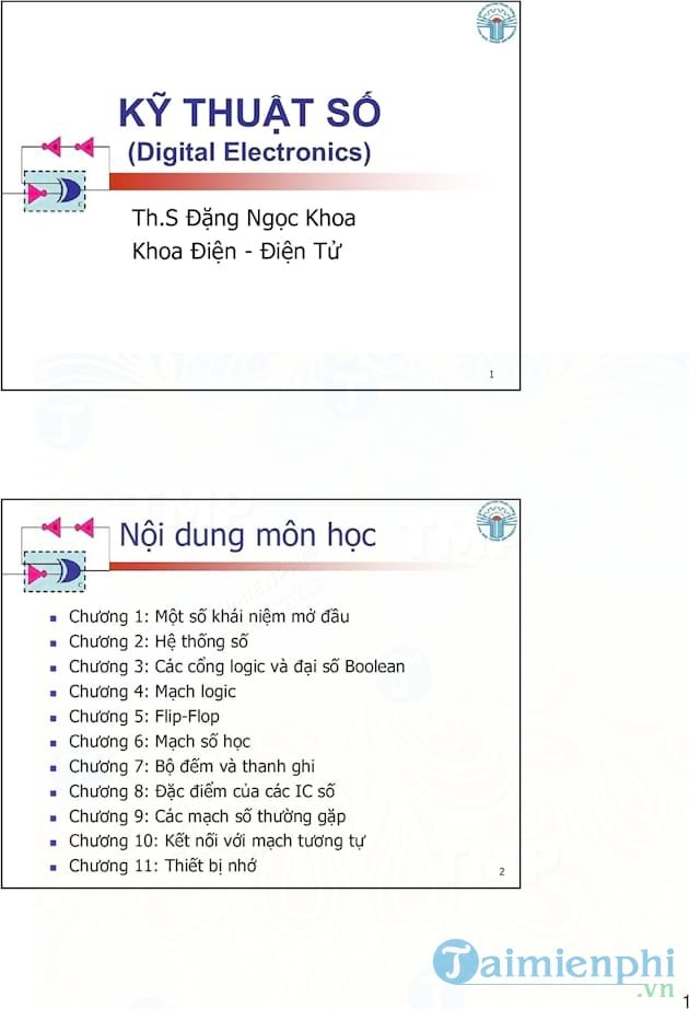 Bài giảng môn Kỹ Thuật Số