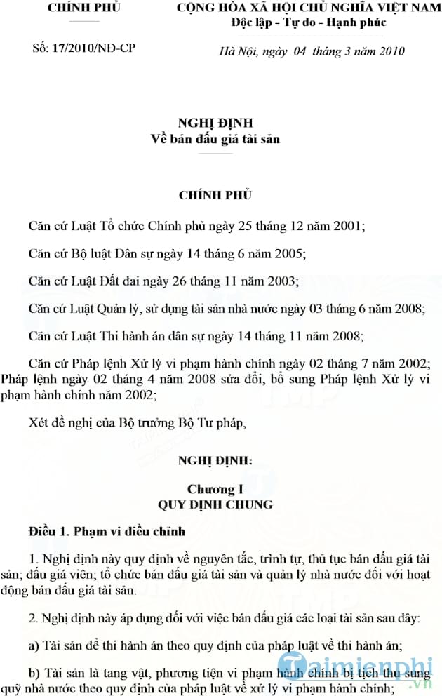 Nghị định số 17/2010/NĐ CP của Chính phủ