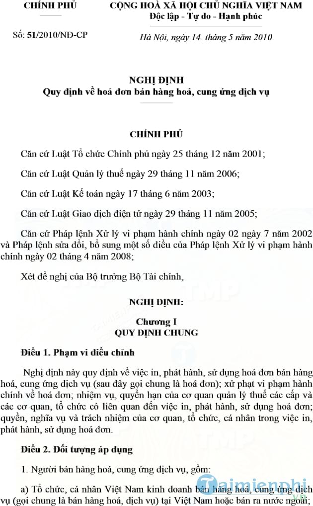 Nghị định số 51/2010/NĐ CP