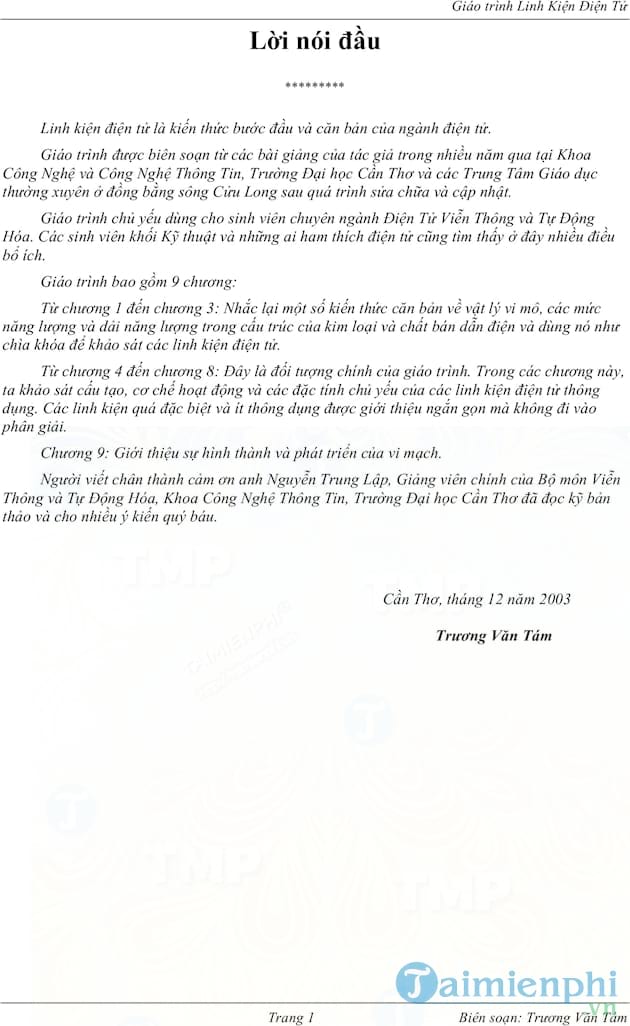 Giáo trình linh kiện điện tử