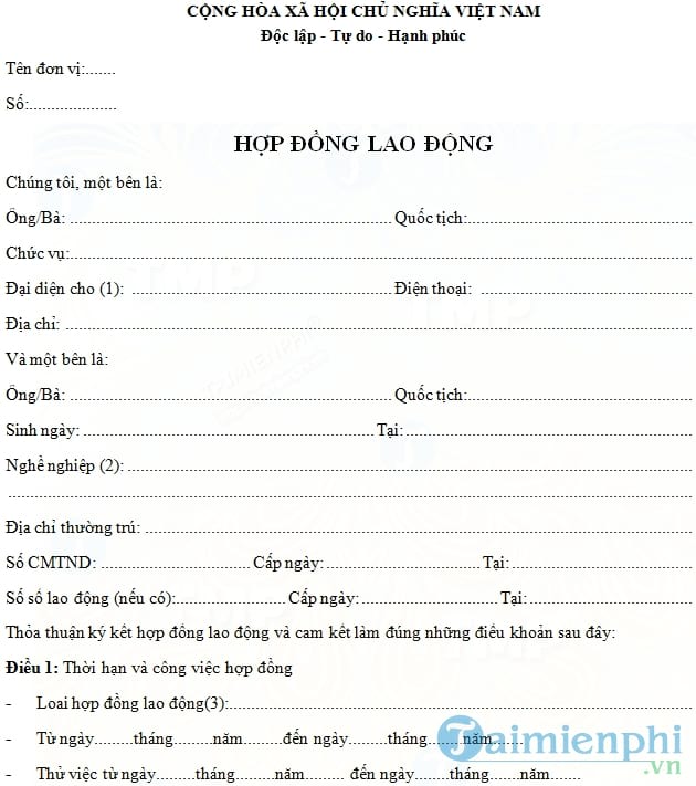 Hợp đồng lao động vô hiệu