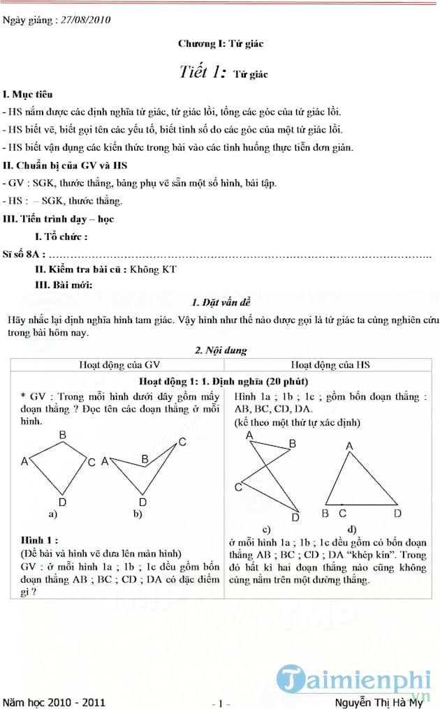 Giáo án Hình Học lớp 8