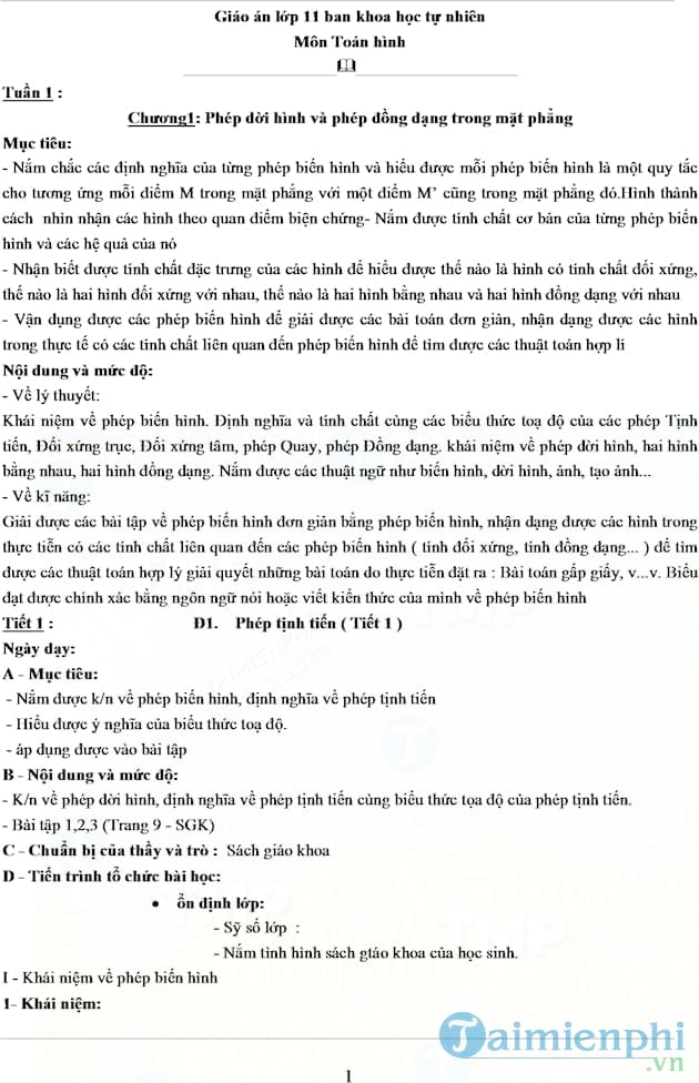 Giáo án Hình Học lớp 11 nâng cao