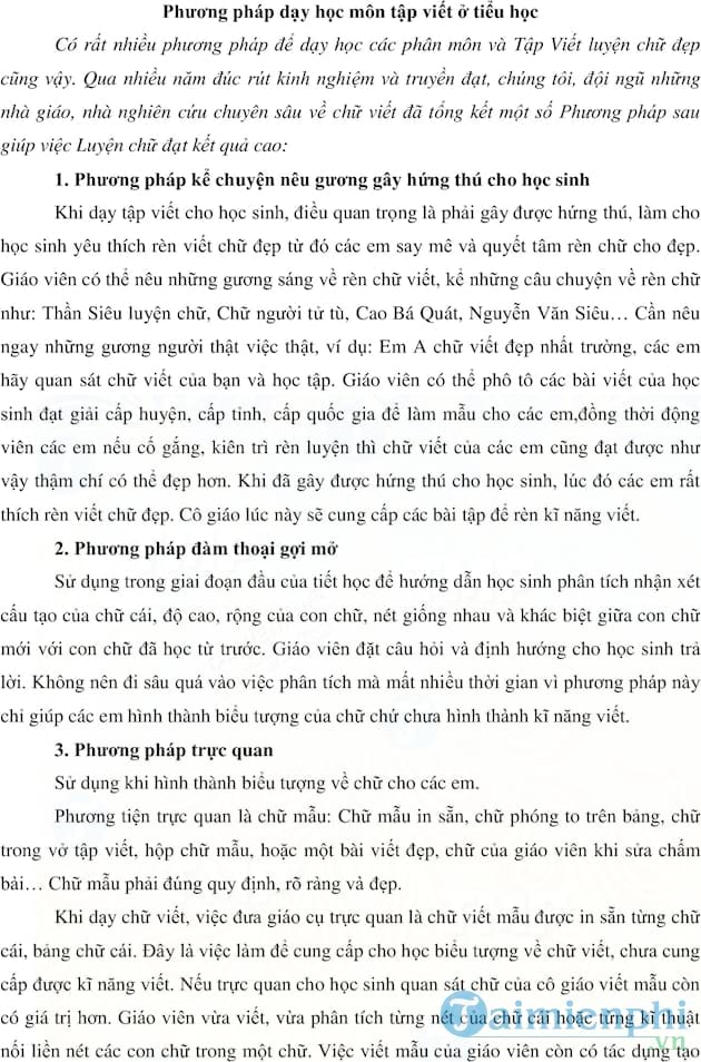 Dạy và học tập viết ở tiểu học