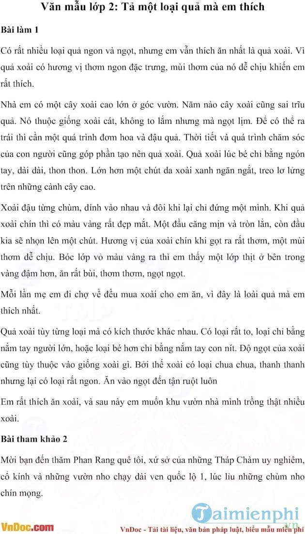 Tả một loại quả mà em thích