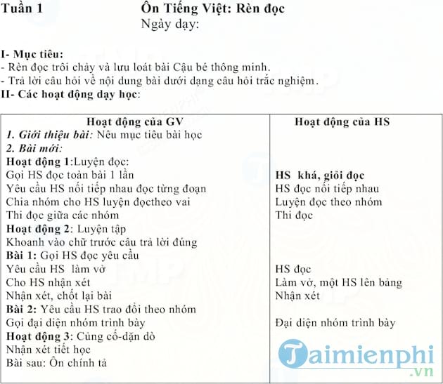Giáo án lớp 3 buổi chiều