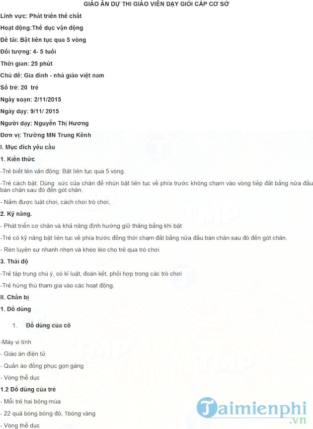 Giáo án hoạt động góc