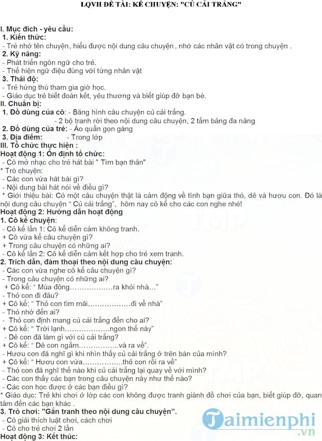 Giáo án truyện củ cải trắng