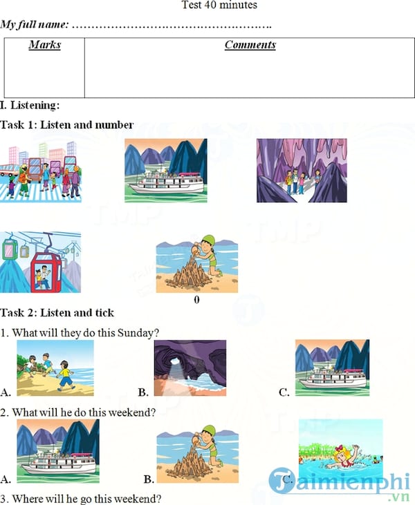 Đề thi giữa học kì 1 lớp 5 môn Tiếng Anh năm học 2017-2018