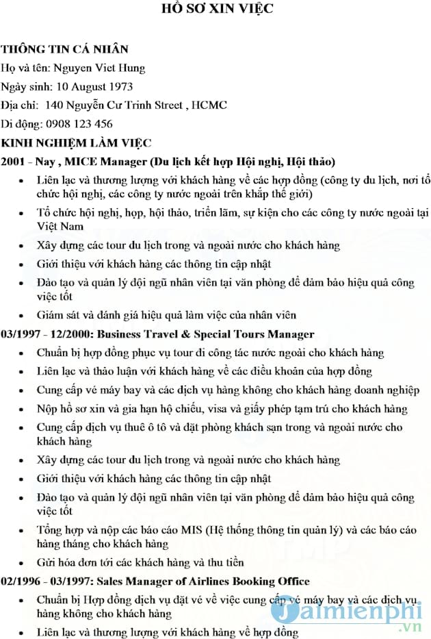 Bộ Hồ sơ xin việc