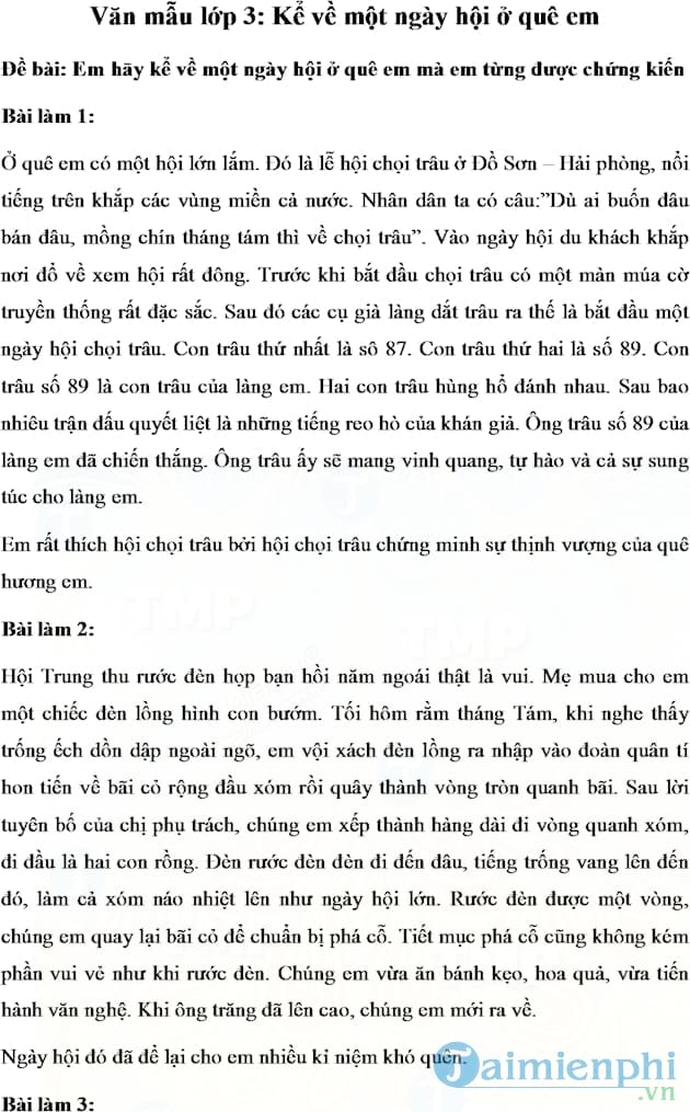 Văn mẫu Kể về một ngày hội ở quê em
