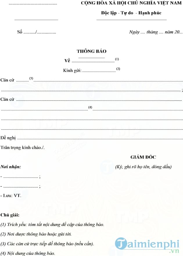 Mẫu thông báo nghỉ tết