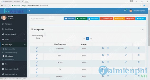 Phần mềm quản lý May mặc Facework