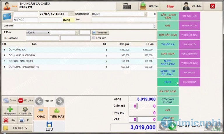 Phần mềm quản lý quán nhậu EBIZ
