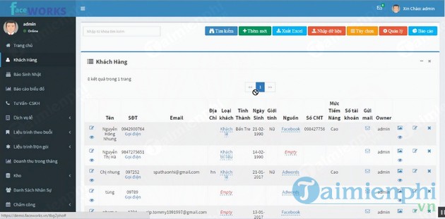 Phần mềm quản lý Spa Facework